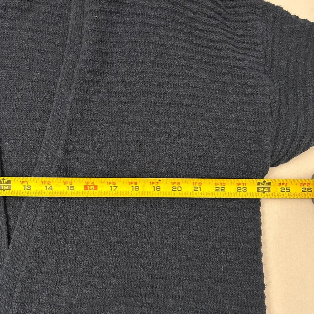 LL Bean Cardigan Sweater Womens 2X Navy Blue 100% Cotton Textured Open Front - Picture 5 of 6